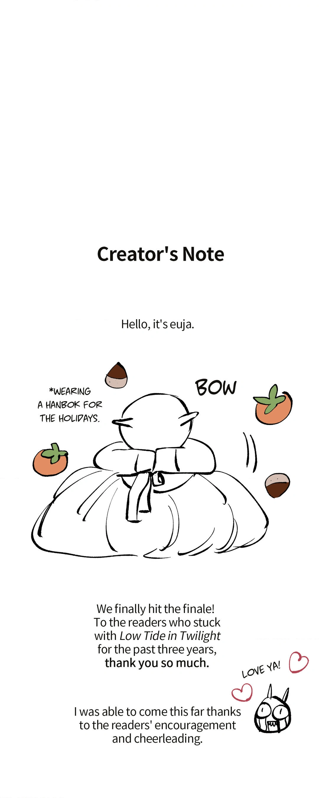 Low Tide in Twilight「Official」 - Creator's Note manhwa