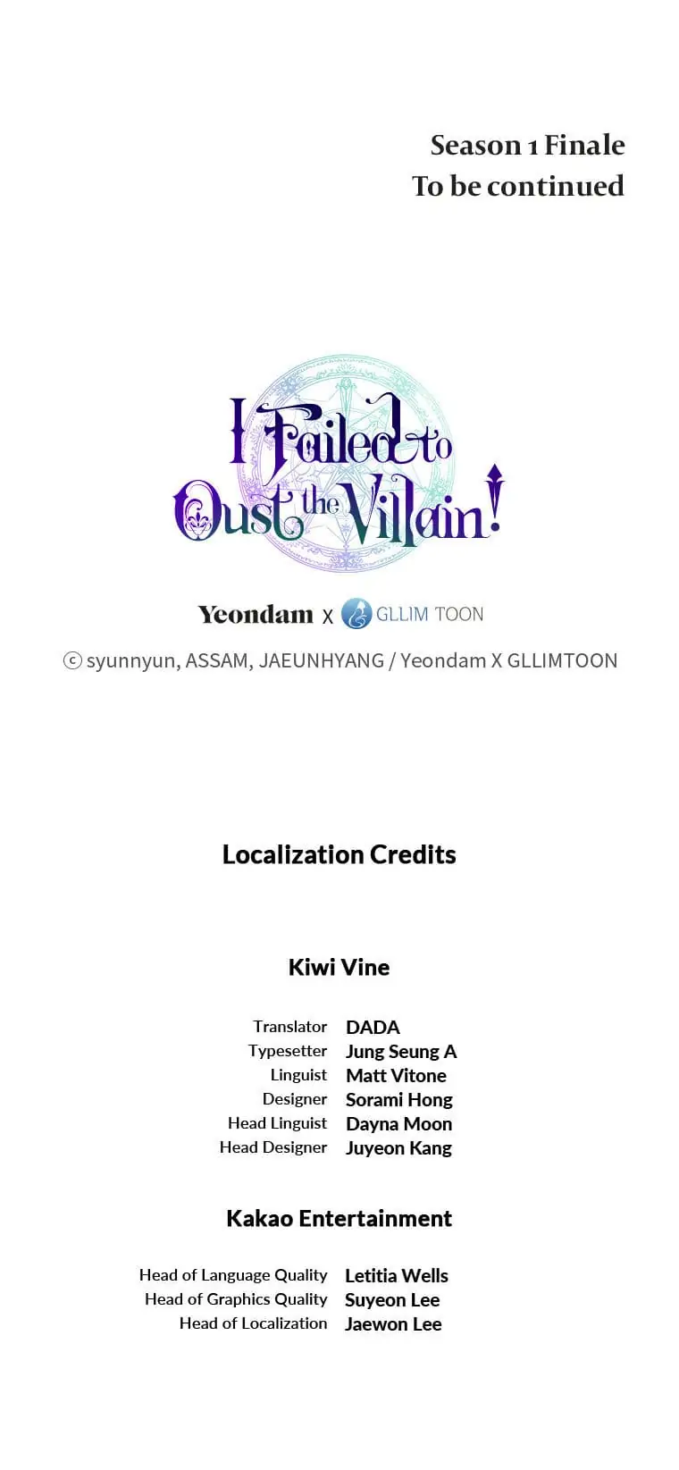 I Failed to Oust the Villain! [Official][Uncensored] - Season 1 Finale manhwa