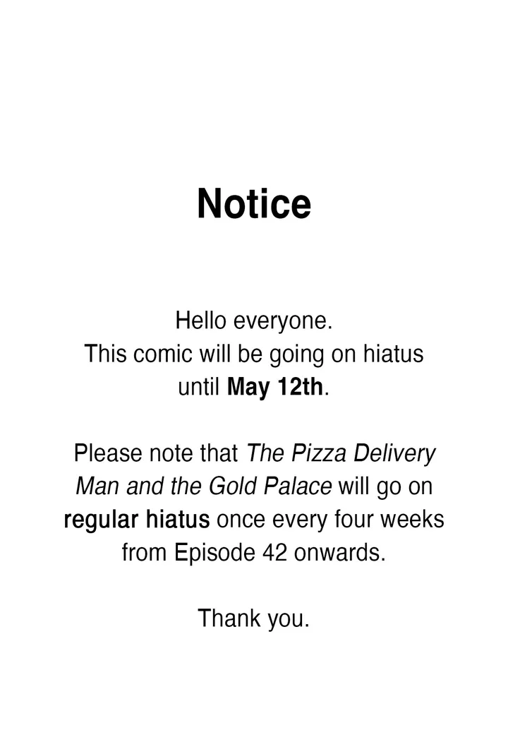 The Pizza Delivery Man and the Gold Palace 〘Official〙 - 〖Schedule Change Notice〗 manhwa
