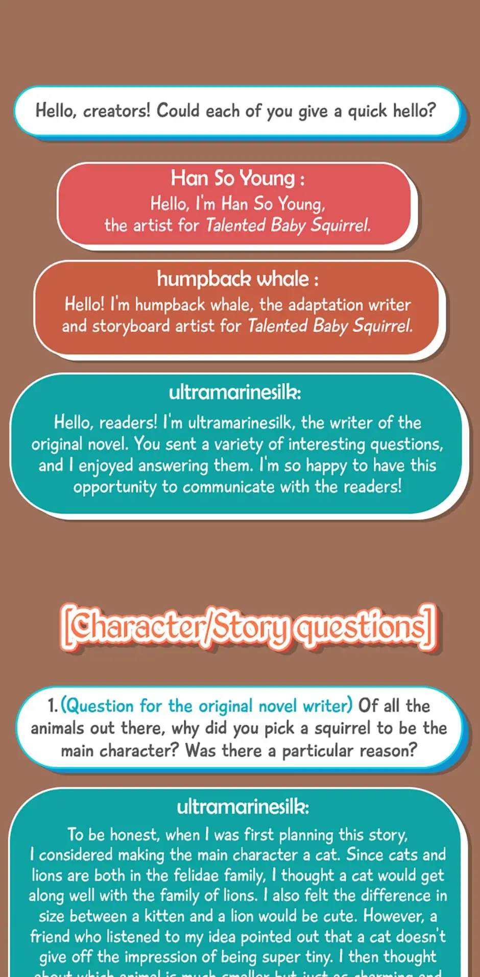 Talented Baby Squirrel - Creator Interview manhwa