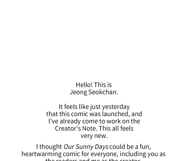 Our Sunny Days - Creator's Note manhwa