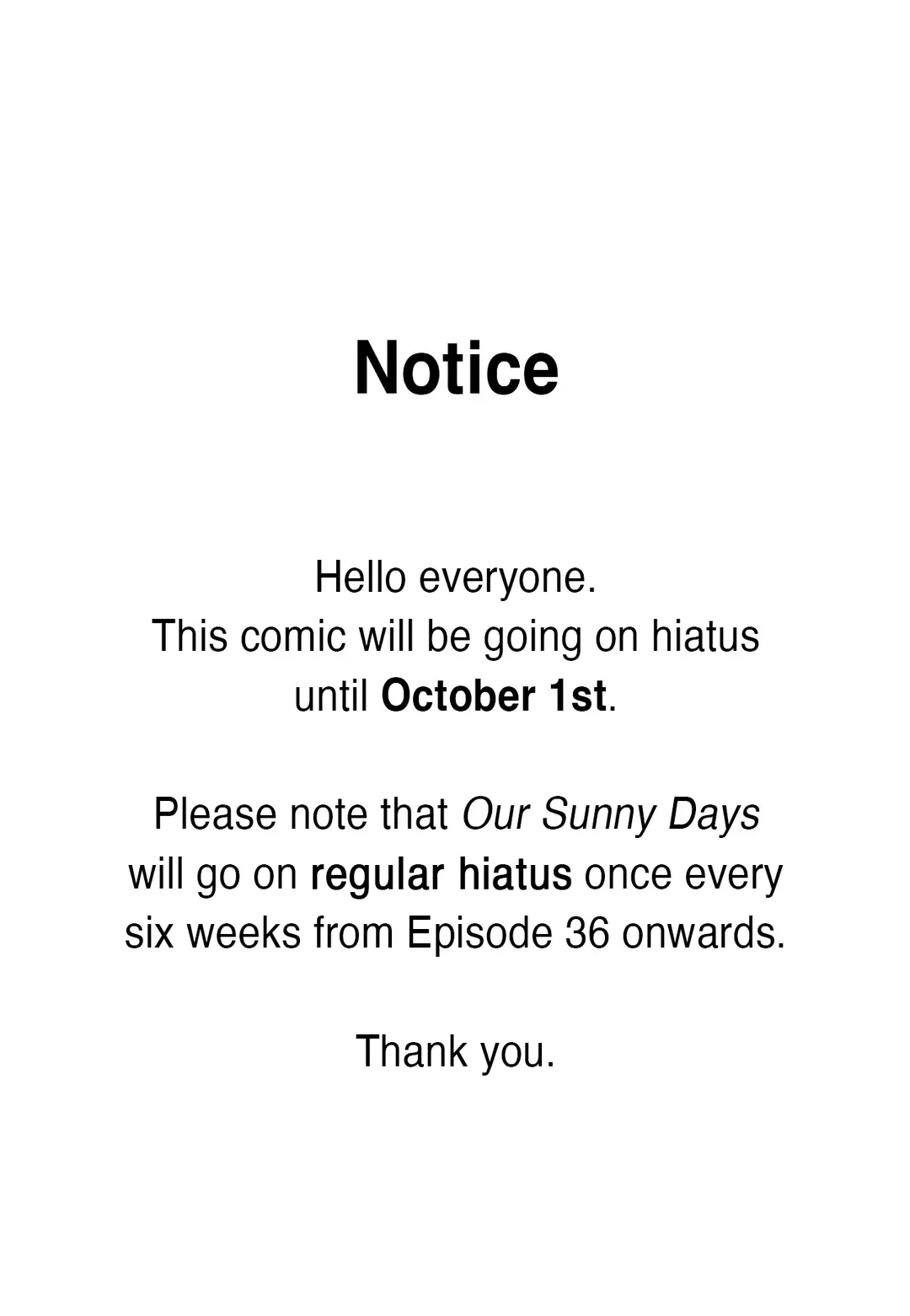 Our Sunny Days - Schedule Change manhwa