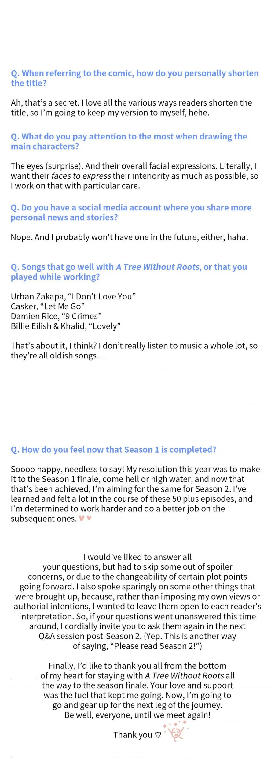 A Tree Without Roots 〘Official〙 - Author's Note manhwa