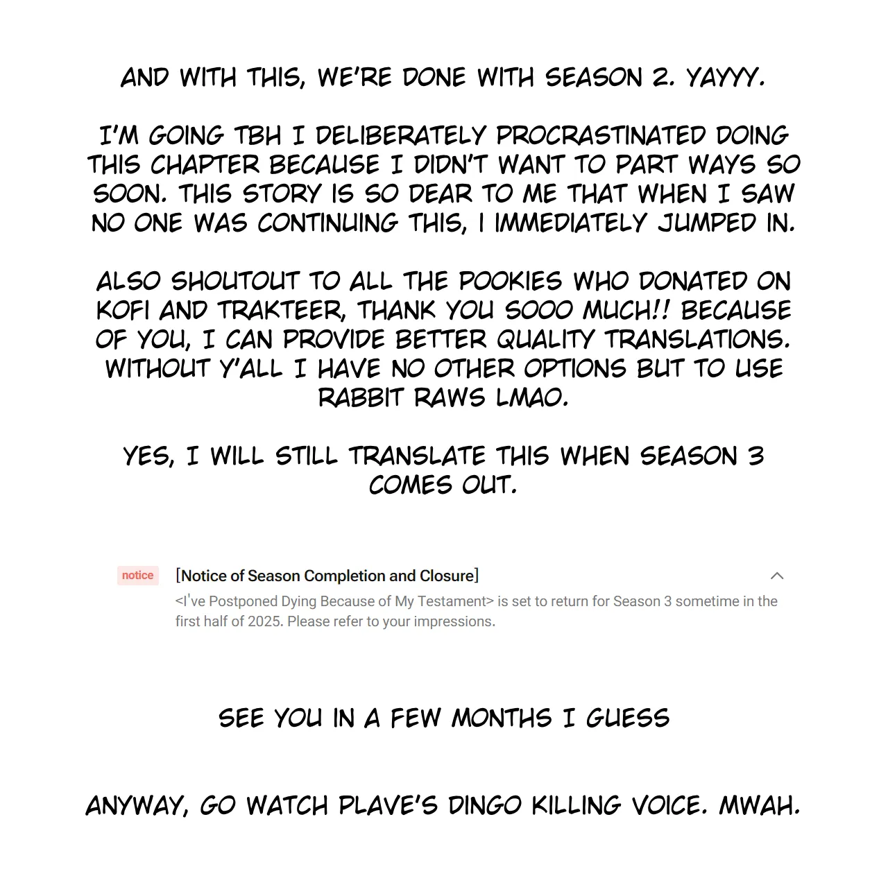Death Delayed for a Short Time Because of the Will (BL) - Chapter 68 manhwa