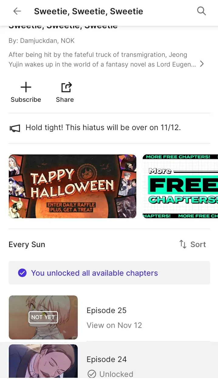 Sweetie, Sweetie, Sweetie - Hiatus Announcement manhwa
