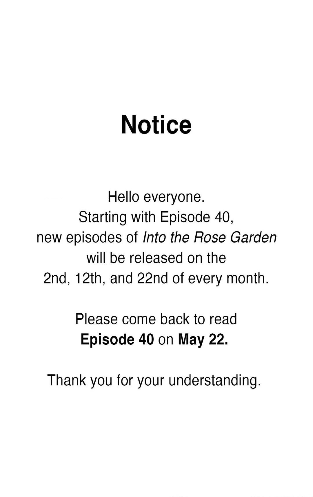 Into the Rose Garden «Official» - Hiatus & schedule change notice manhwa