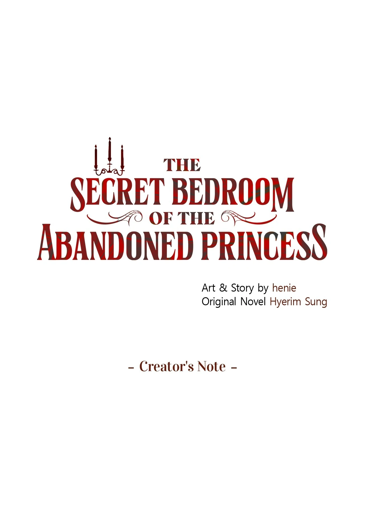 The Secret Bedroom of the Abandoned Princess [Official] - Creator's Note manhwa