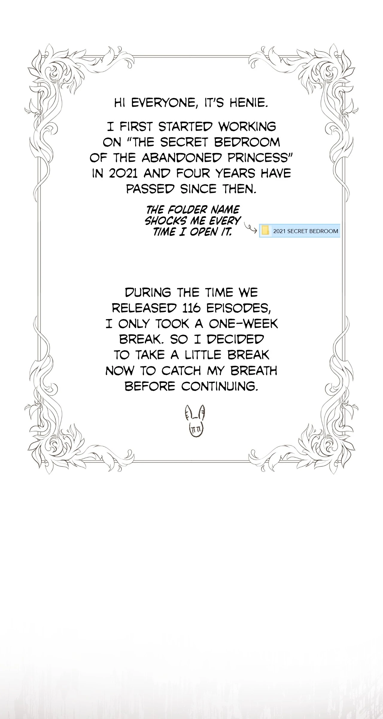 The Secret Bedroom of the Abandoned Princess [Official] - Creator's Note manhwa