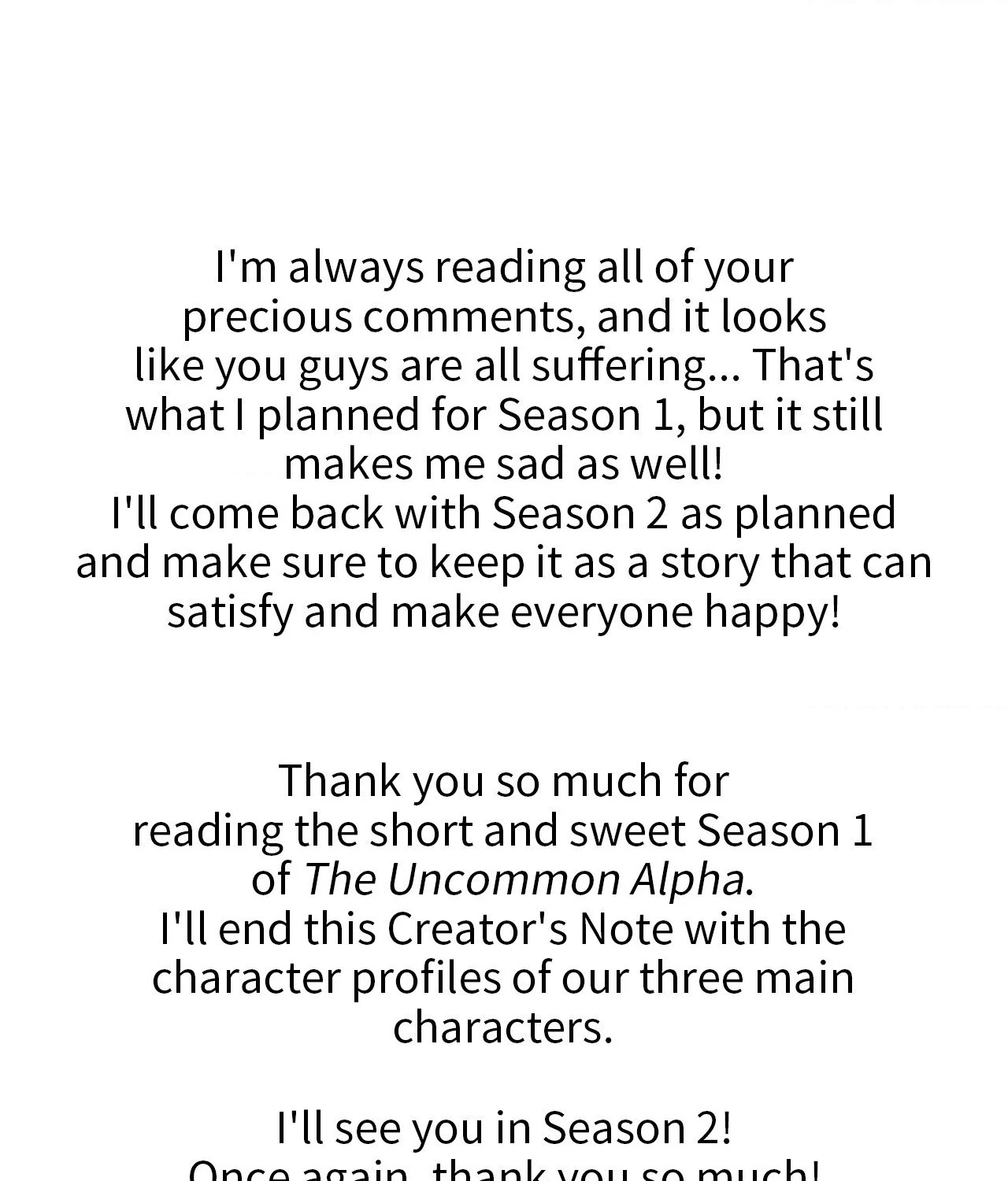 The Uncommon Alpha - Creator's Note manhwa