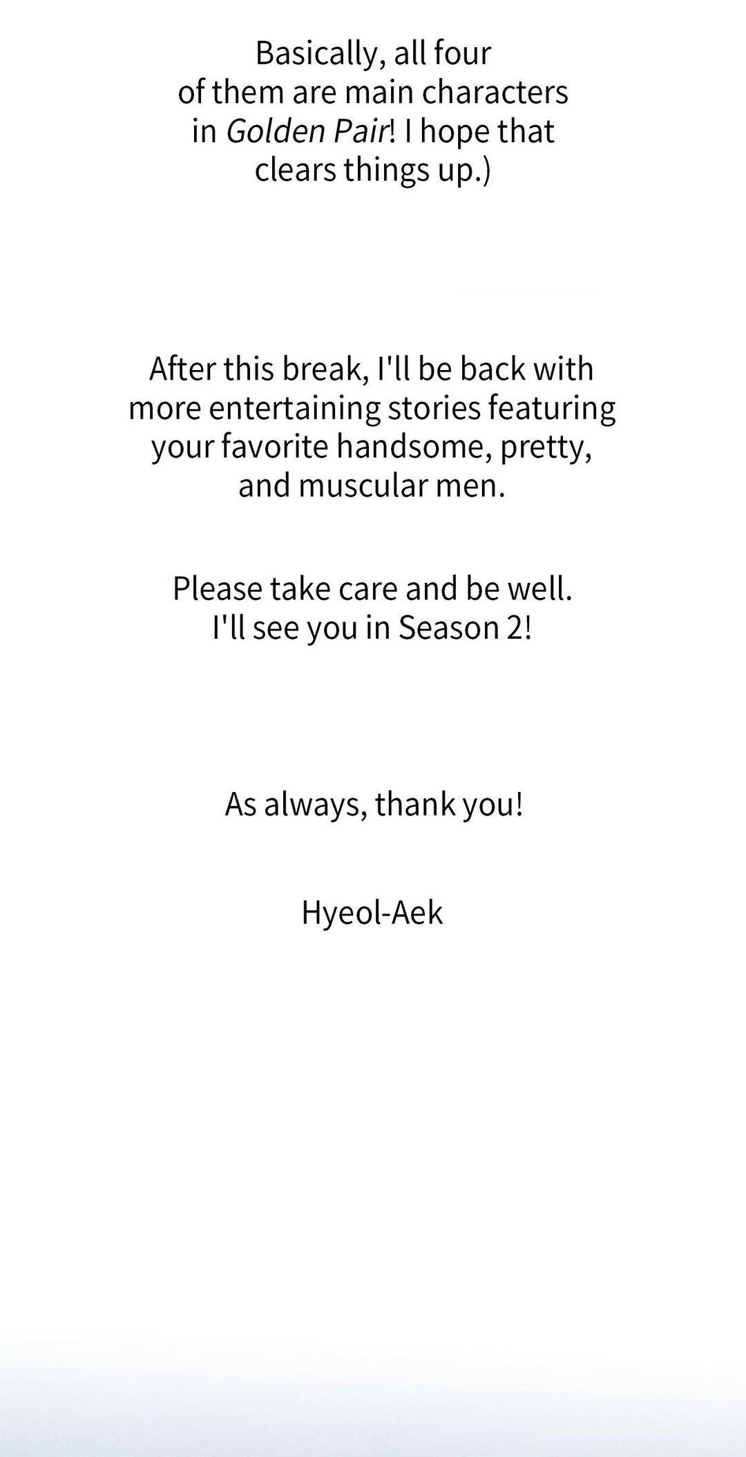 A Golden Pair [Official] - Creator's Note manhwa