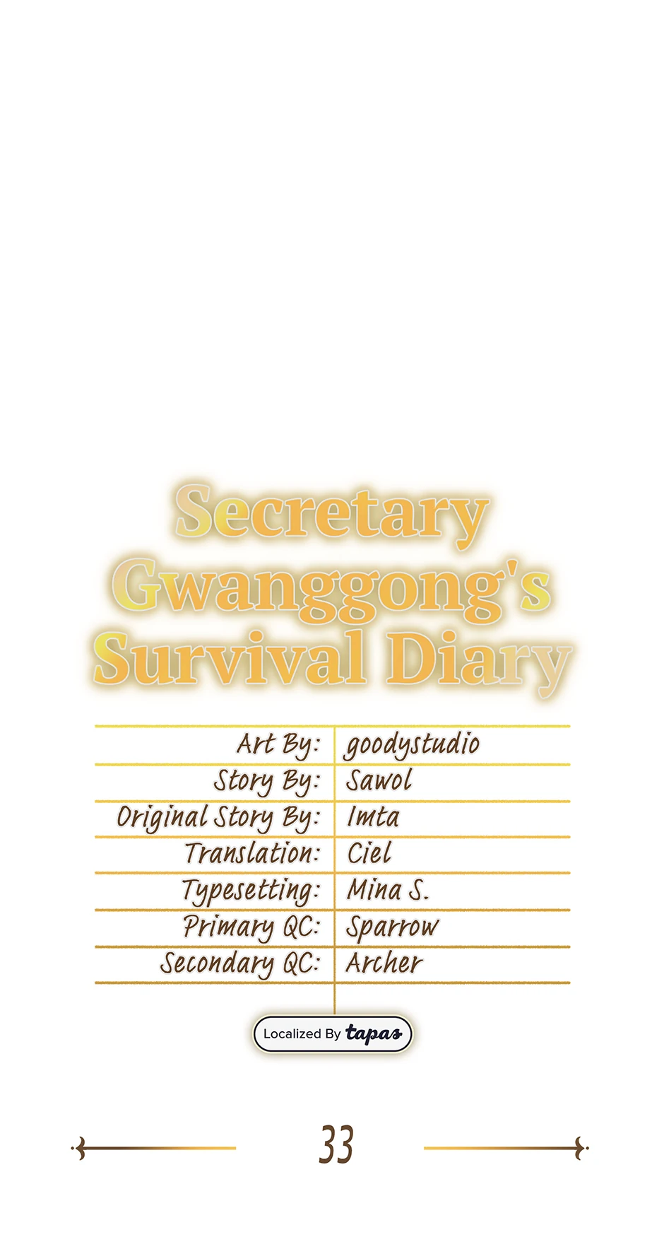 Secretary Gwanggong’s Survival Diary (Mature) [Official] - 33. Quitter manhwa