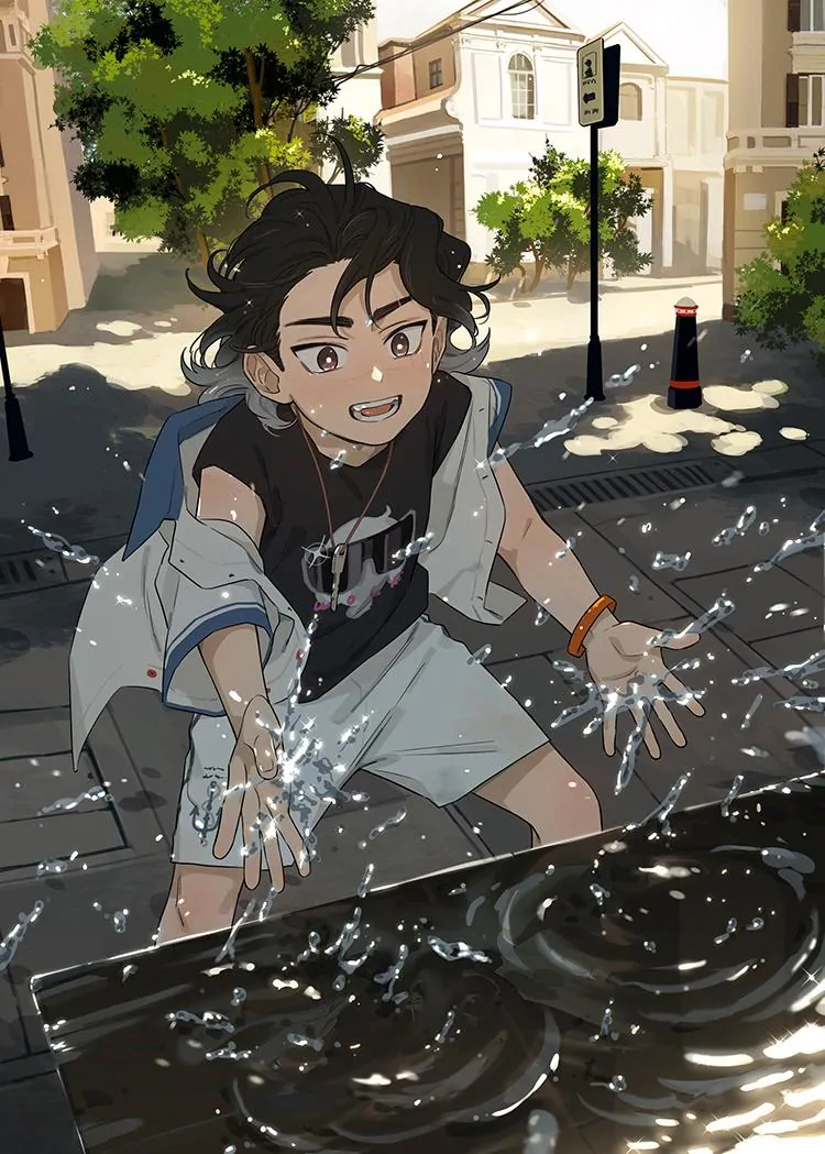 Papa Wolf and The Puppy - Extra : Kids Playing With Water [Pictures] manhwa