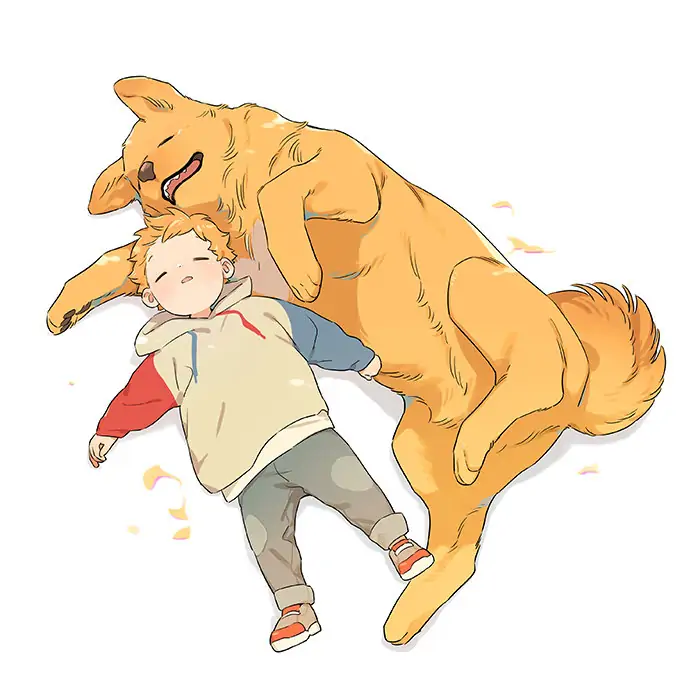 Papa Wolf and The Puppy - (Pictures) Sleeping Kids and Wolves manhwa