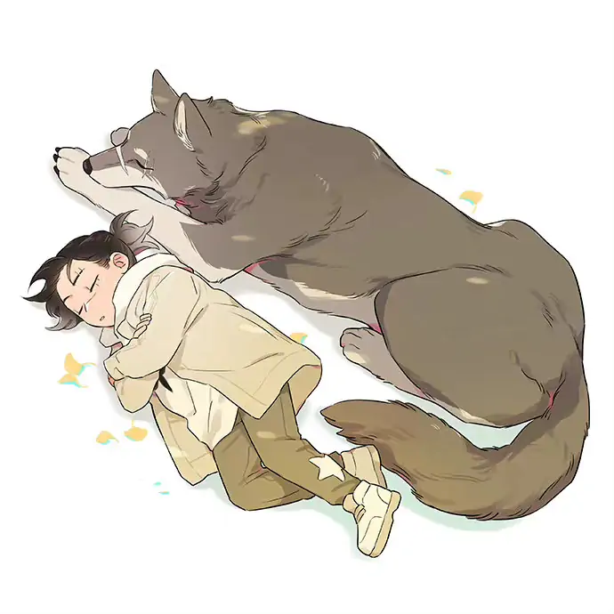 Papa Wolf and The Puppy - (Pictures) Sleeping Kids and Wolves manhwa