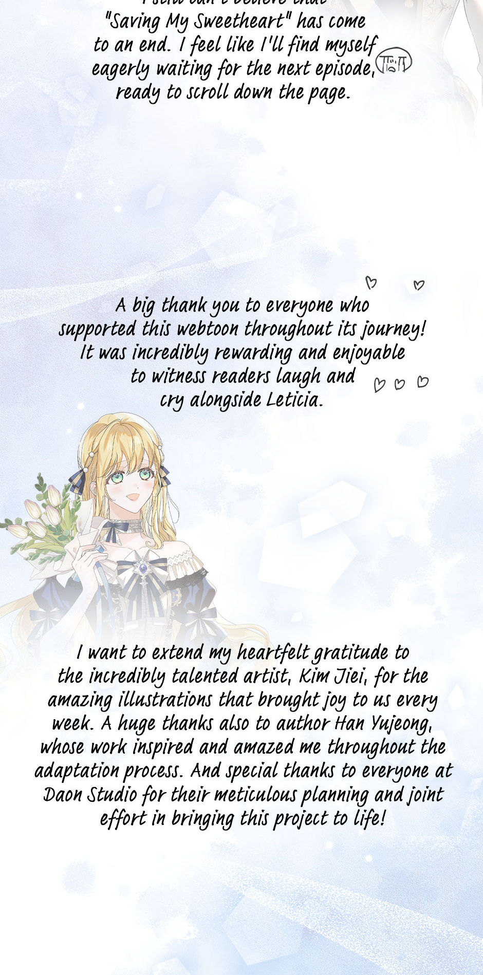 Saving My Sweetheart [Official] - Author's Note manhwa