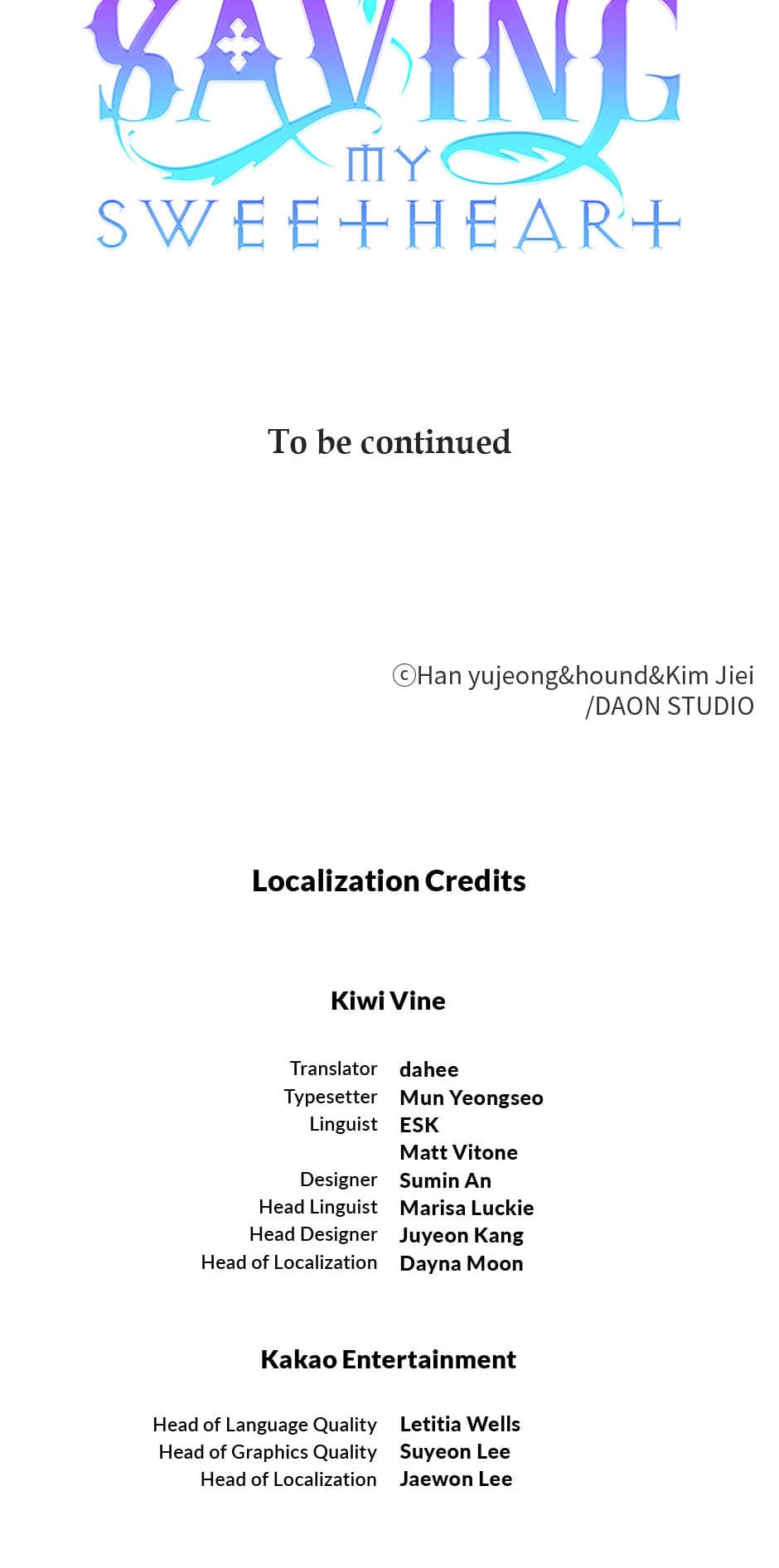 Saving My Sweetheart [Official] - Author's Note manhwa