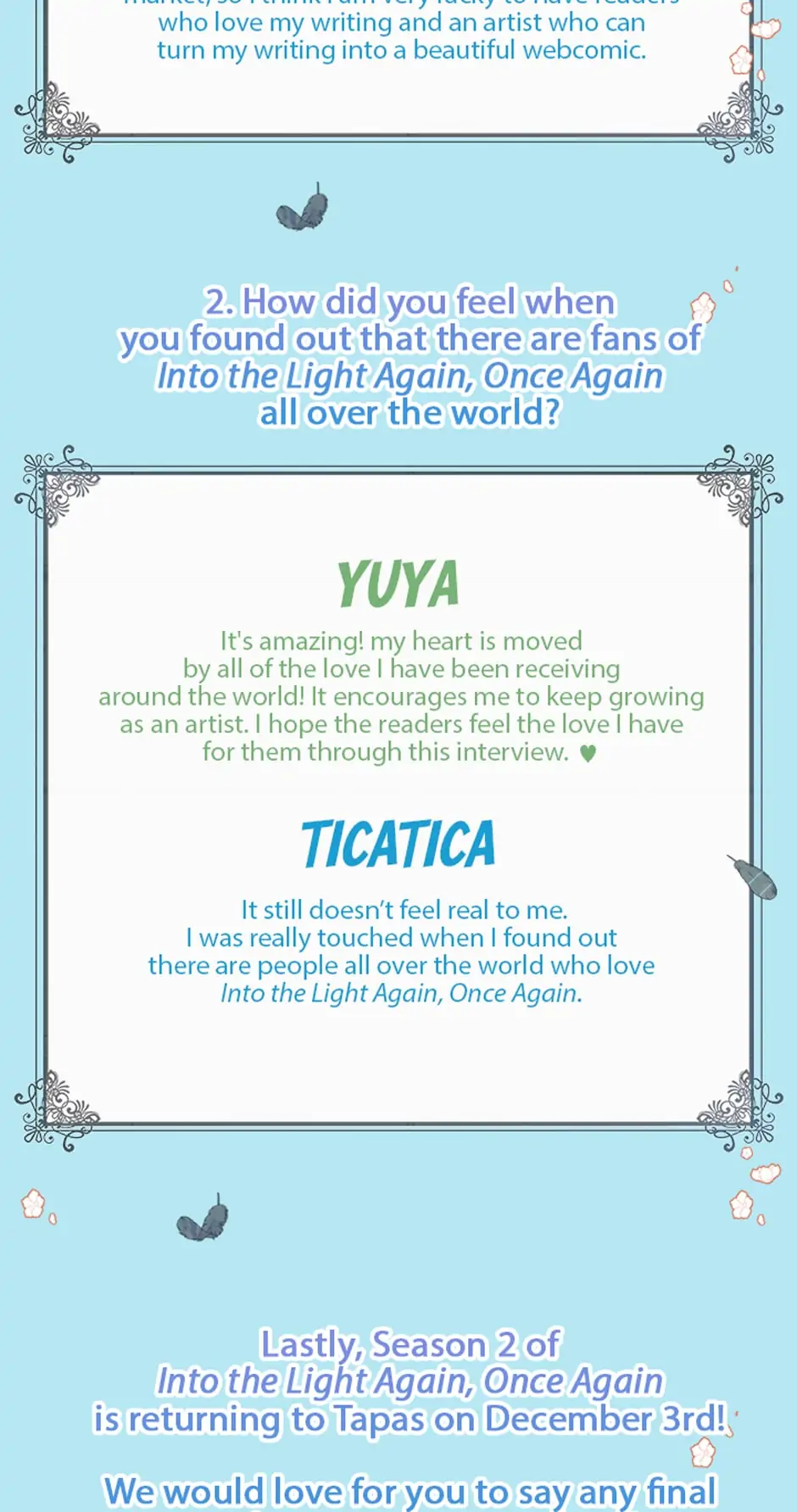 Into the Light Once Again [Official] - Creator Q&A manhwa