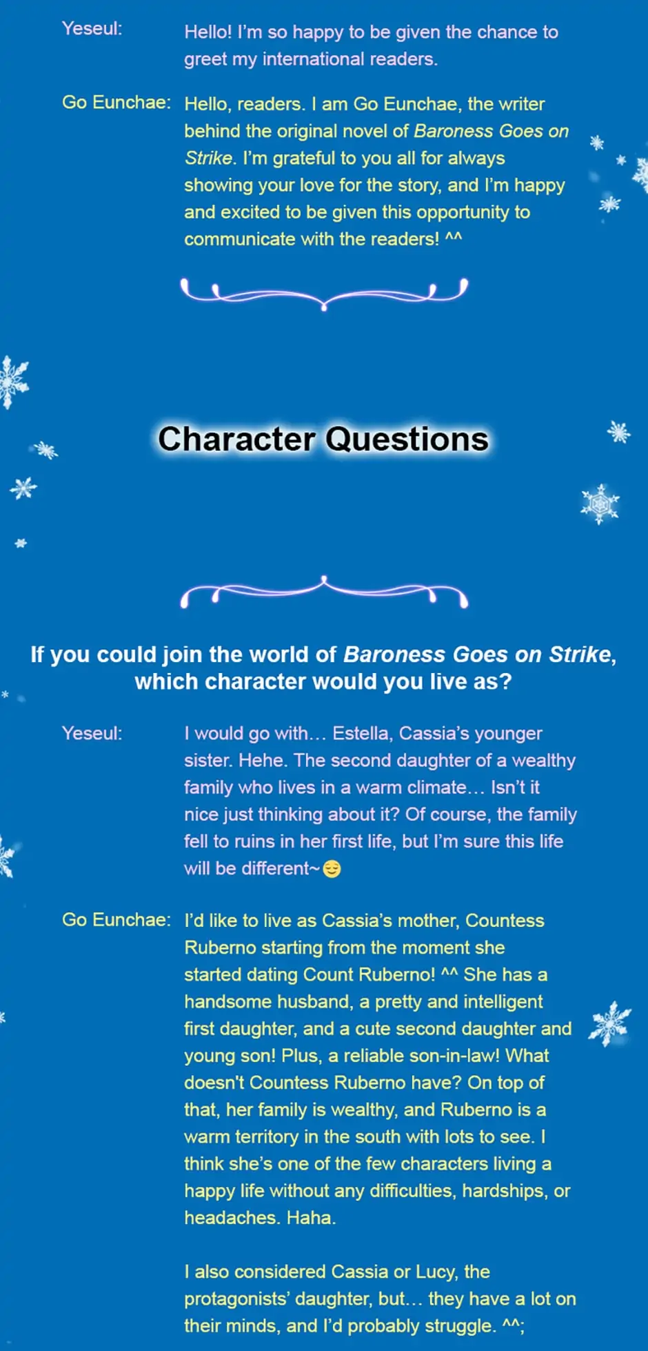 Baroness Goes on Strike [Mature](Official) - Creator Interview manhwa