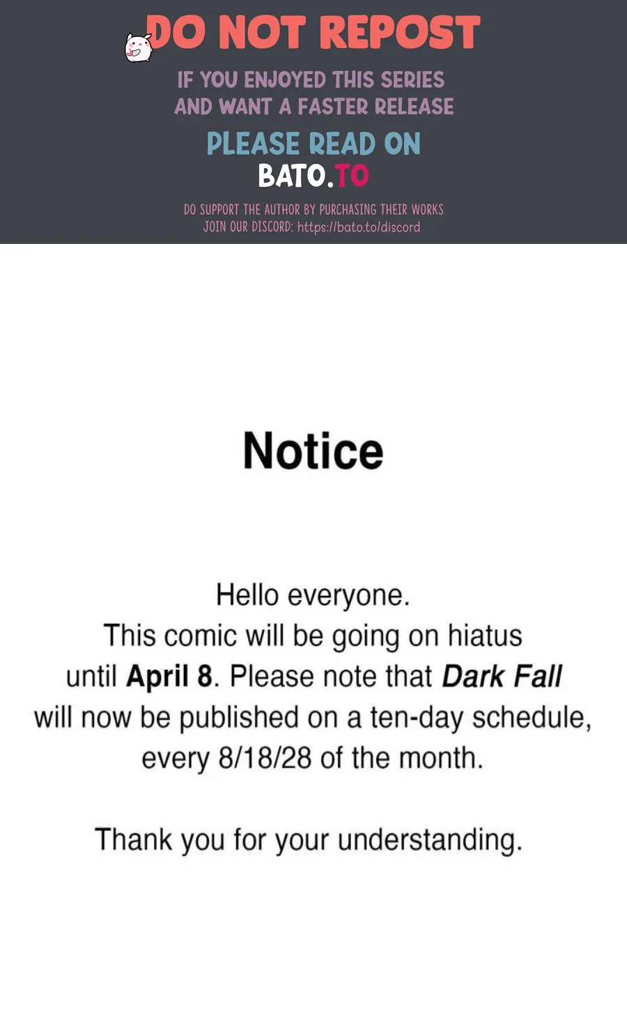 Dark Fall ﹛Official﹜ - Hiatus + Schedule Change manhwa
