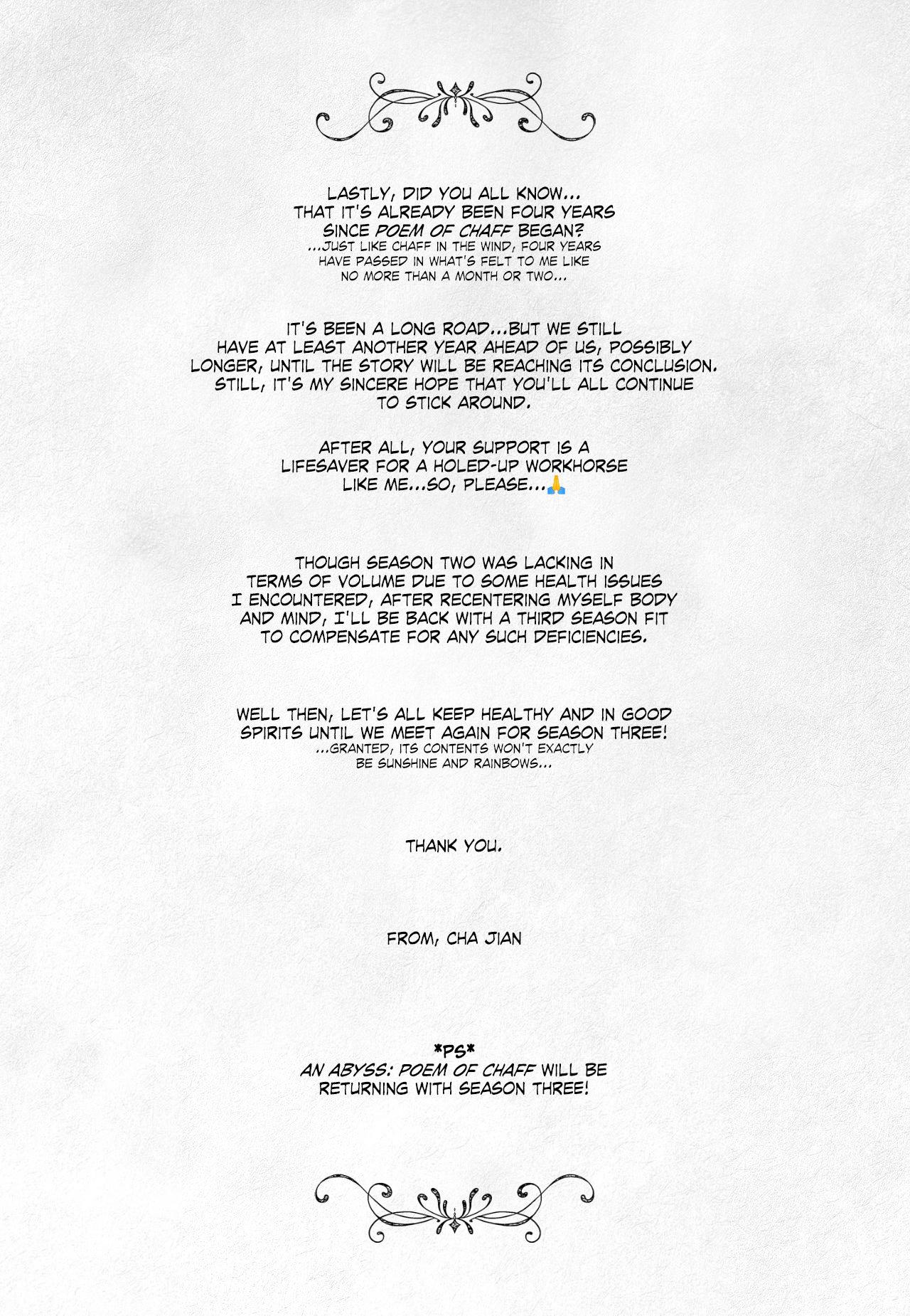 An Abyss: Poem of Chaff - Creator's Note manhwa