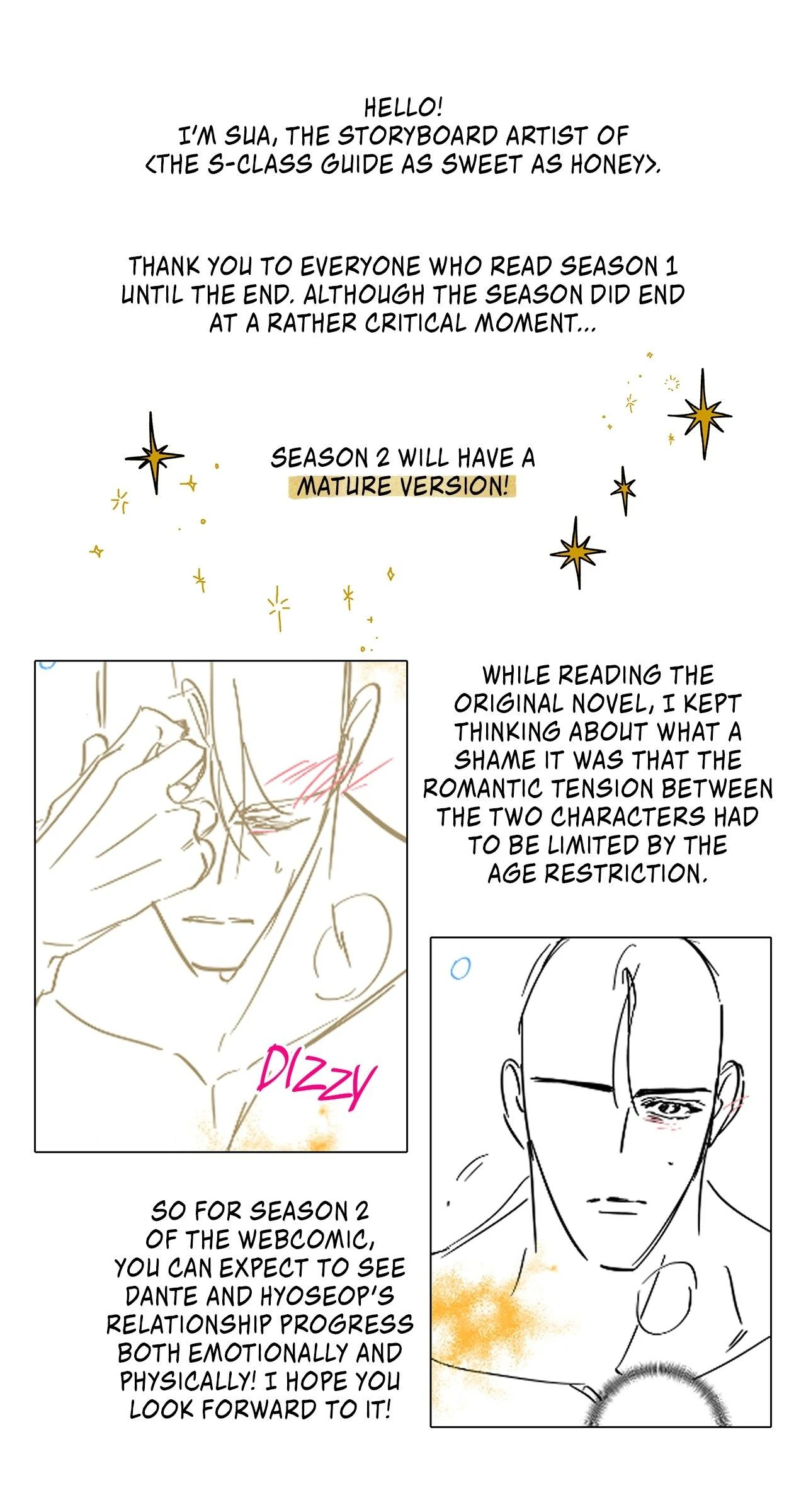 The S-Class Guide as Sweet as Honey [Mature Official] - Creator's Note manhwa