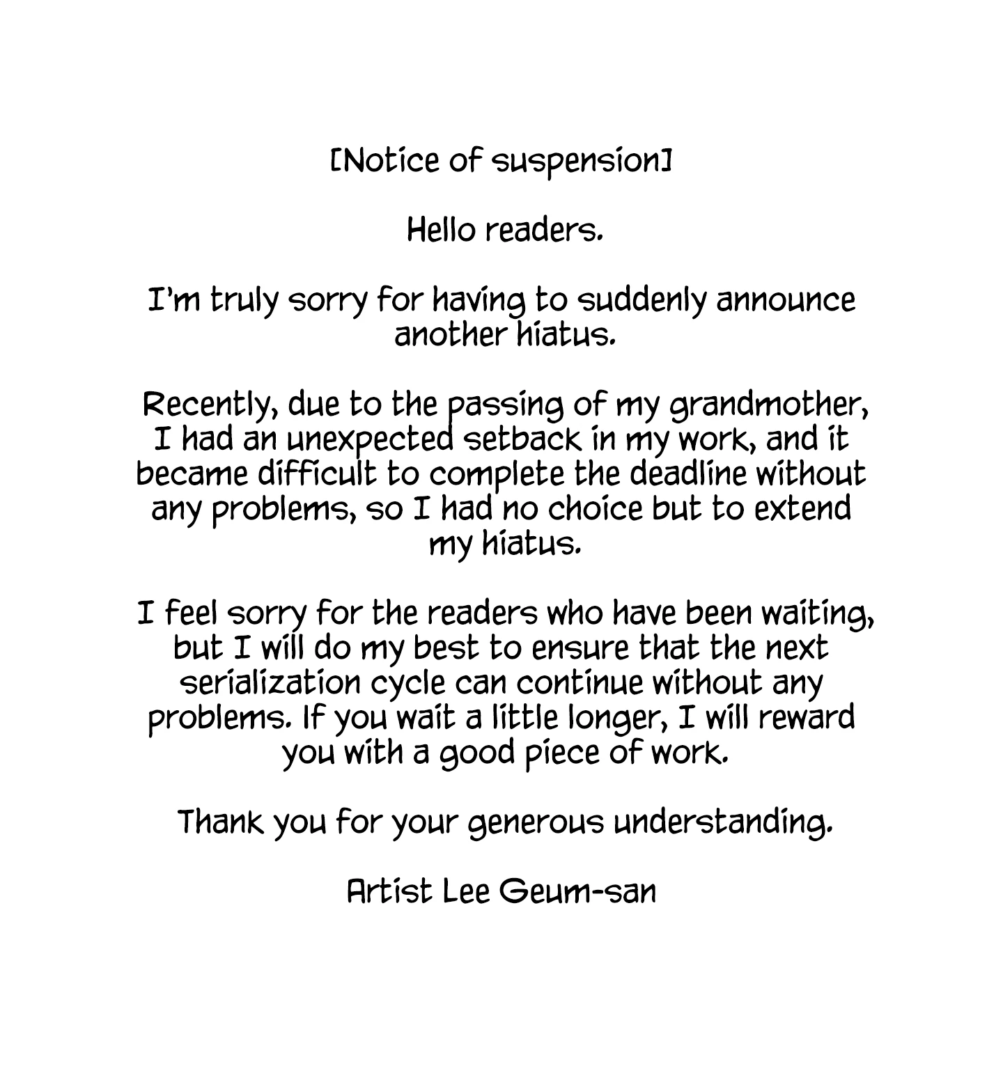 Risky Vice [Official] - Author's Notice (Hiatus) manhwa