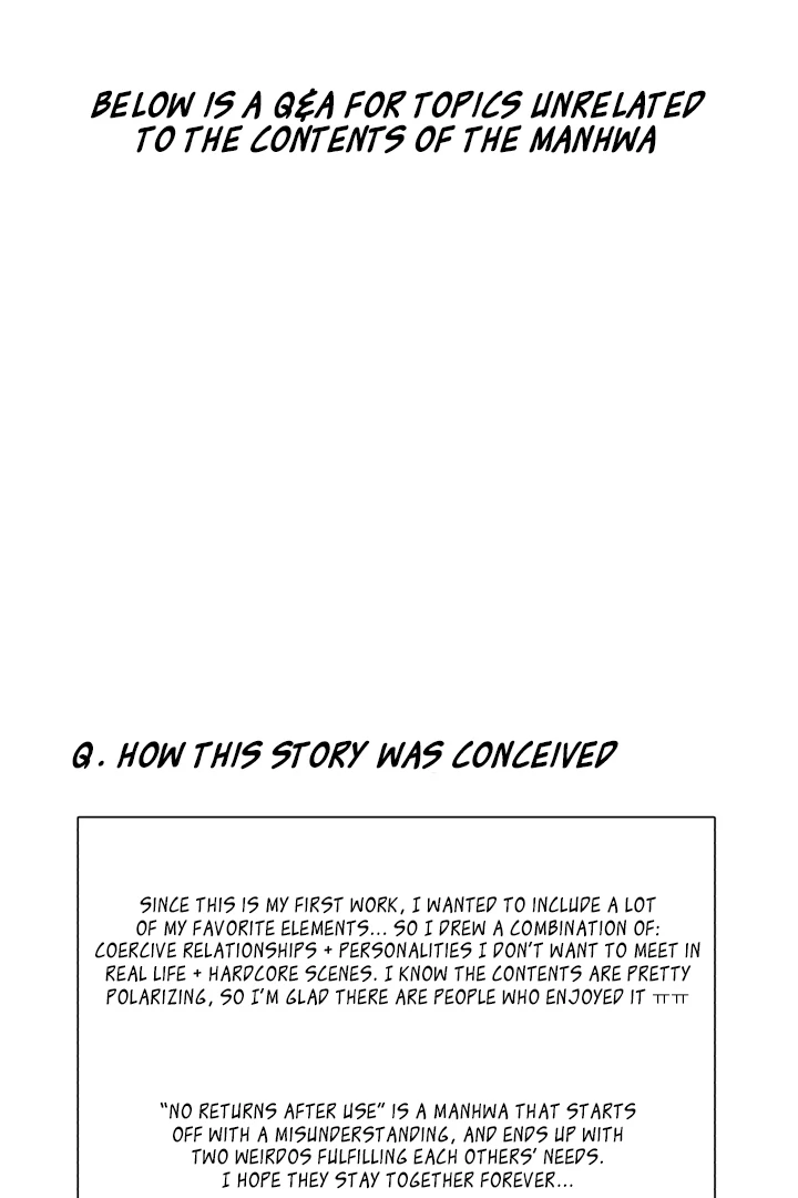 No Returns After Use - Season 2 Afterword manhwa