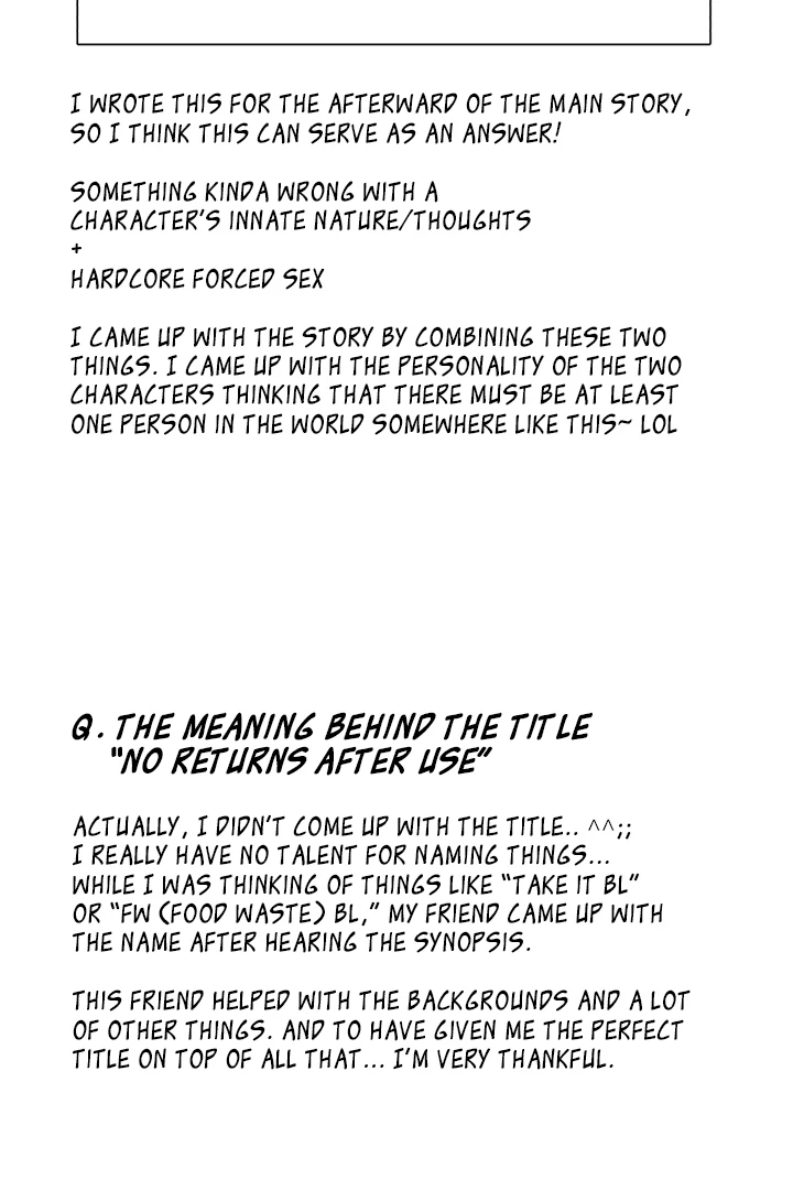No Returns After Use - Season 2 Afterword manhwa