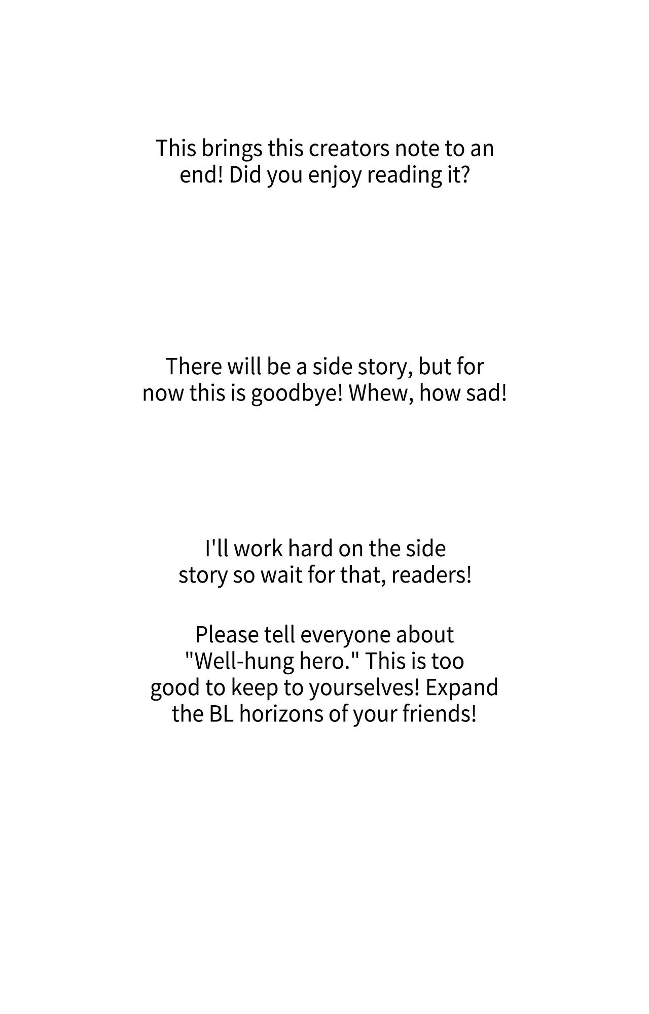 Well-hung Hero [Official] - Creator's Note manhwa