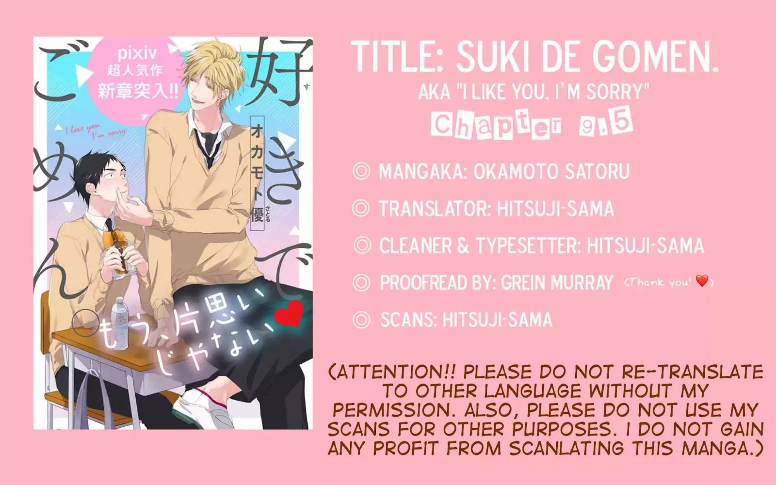 Suki de Gomen - Chapter 9.5 manhwa